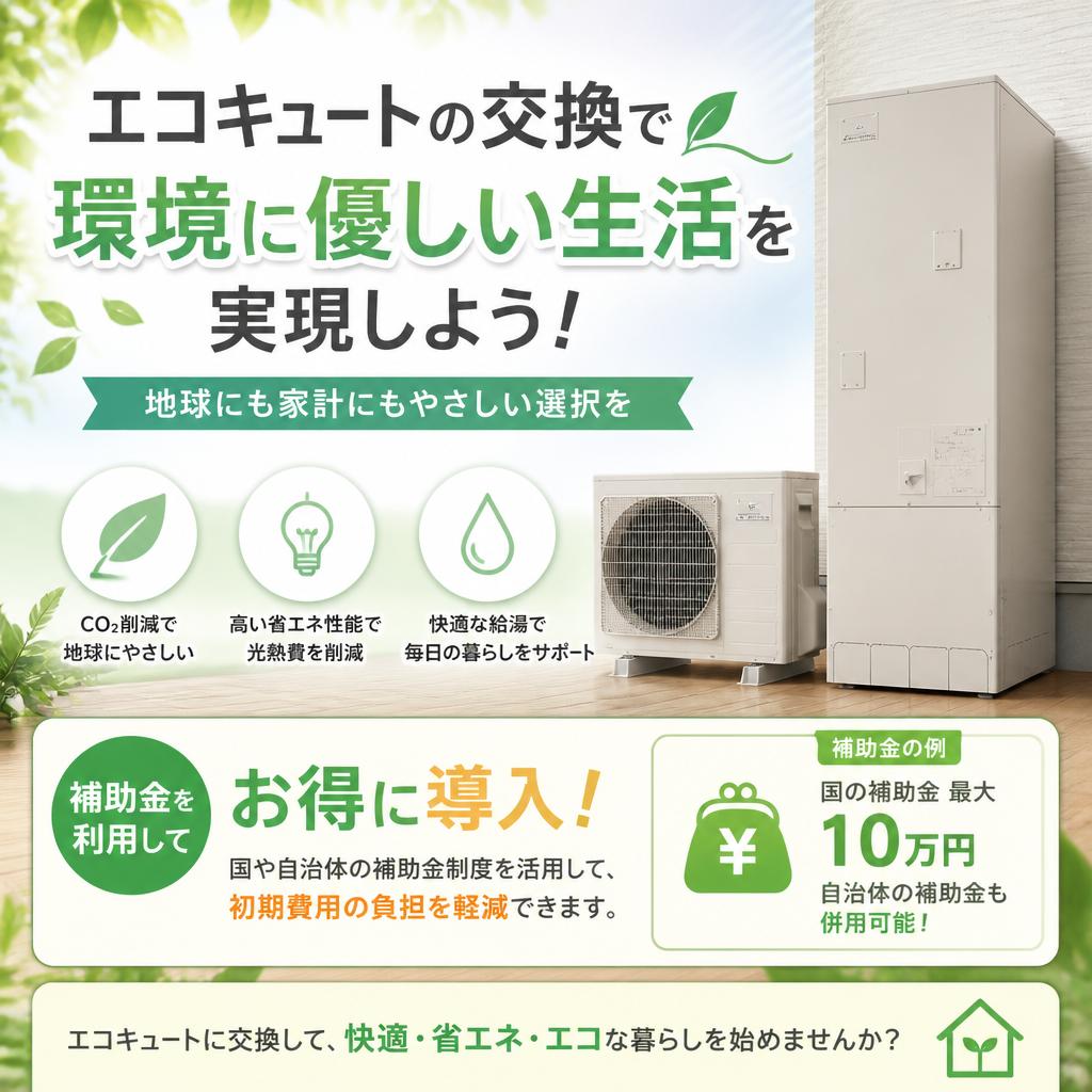 エコキュートの交換で環境に優しい生活を実現しよう！補助金を利用してお得に導入
