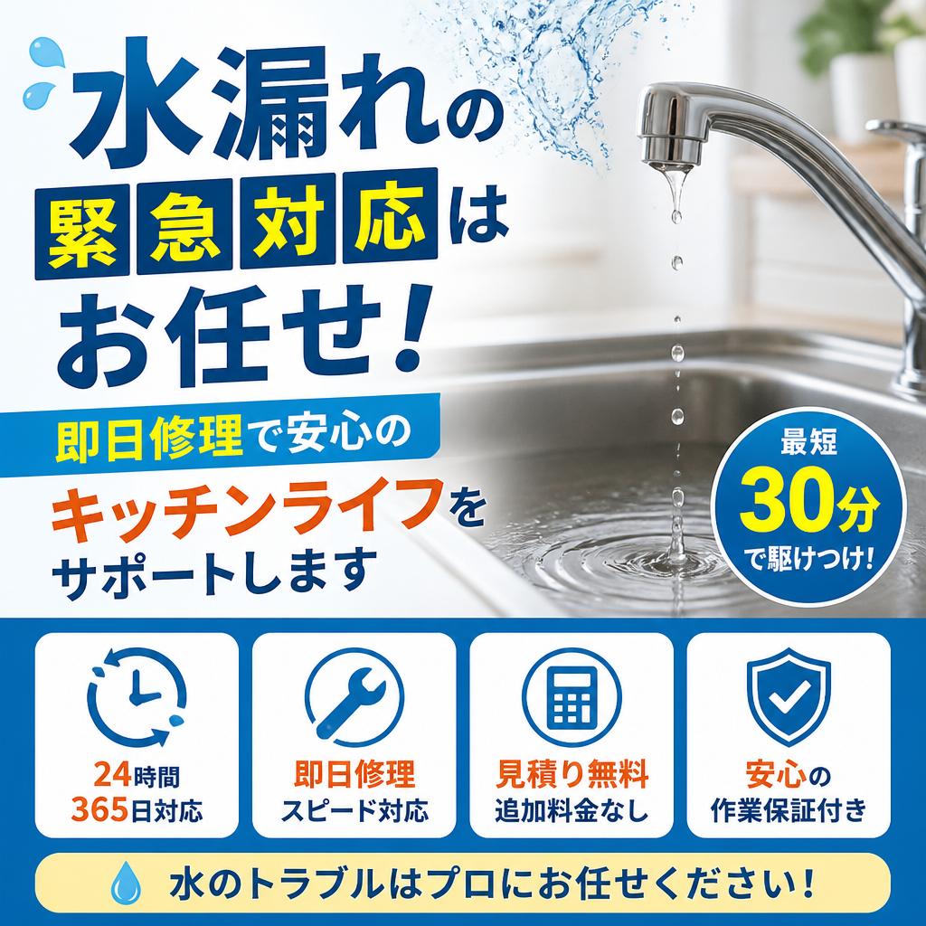 水漏れの緊急対応はお任せ！即日修理で安心のキッチンライフをサポートします