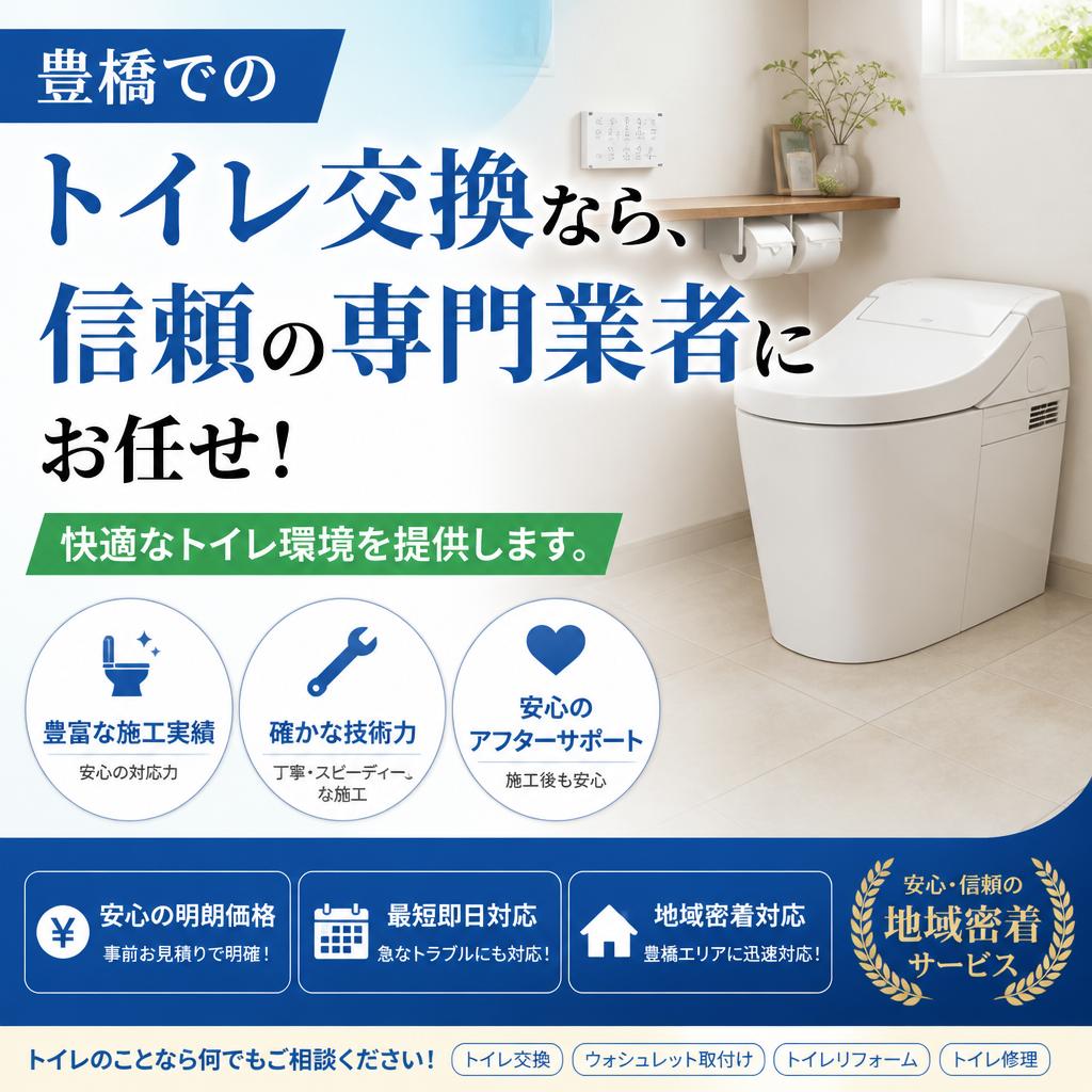 豊橋でのトイレ交換なら、信頼の専門業者にお任せ！快適なトイレ環境を提供します。
