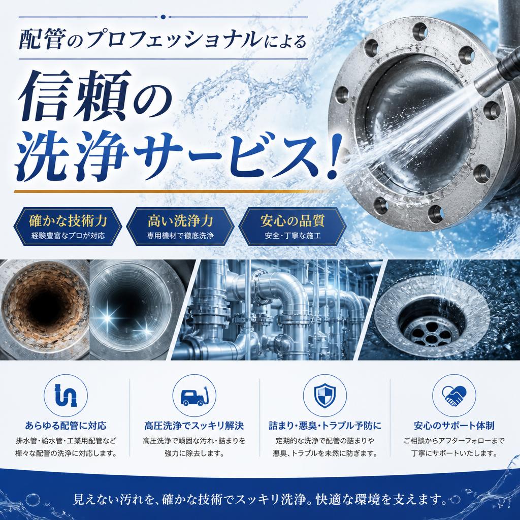 配管のプロフェッショナルによる信頼の洗浄サービス!
