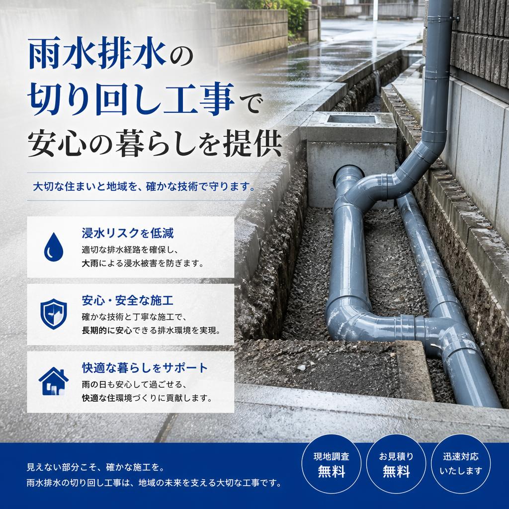 雨水排水の切り回し工事で安心の暮らしを提供