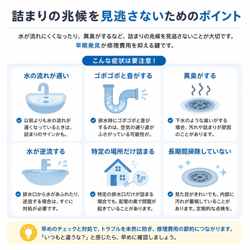 詰まりのサインを見逃さないで！