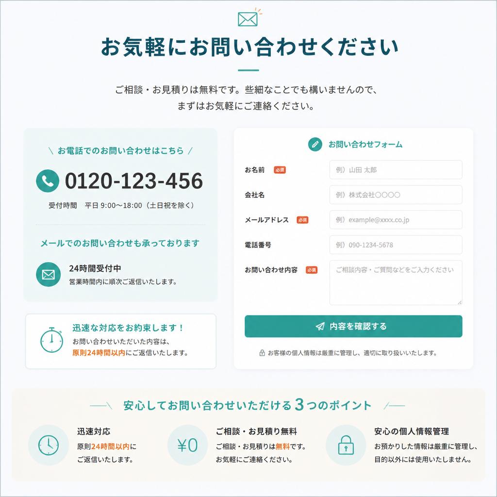 今すぐの無料相談・お見積り