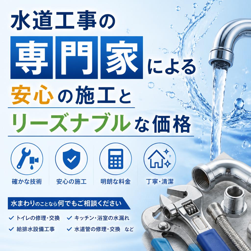 水道工事の専門家による安心の施工とリーズナブルな価格