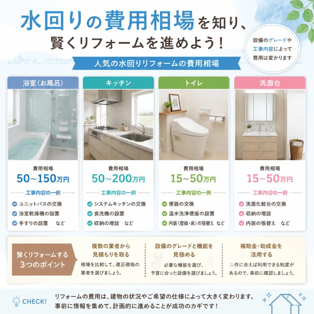 水回りの費用相場を知り、賢くリフォームを進めよう！