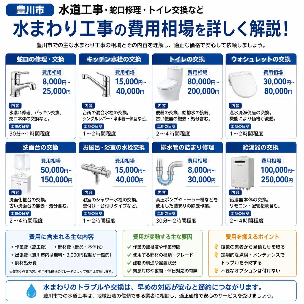 豊川市における水回りの費用相場とは？