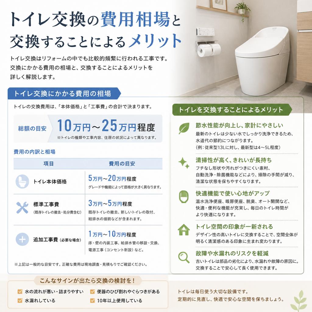 トイレ交換の相場とメリット