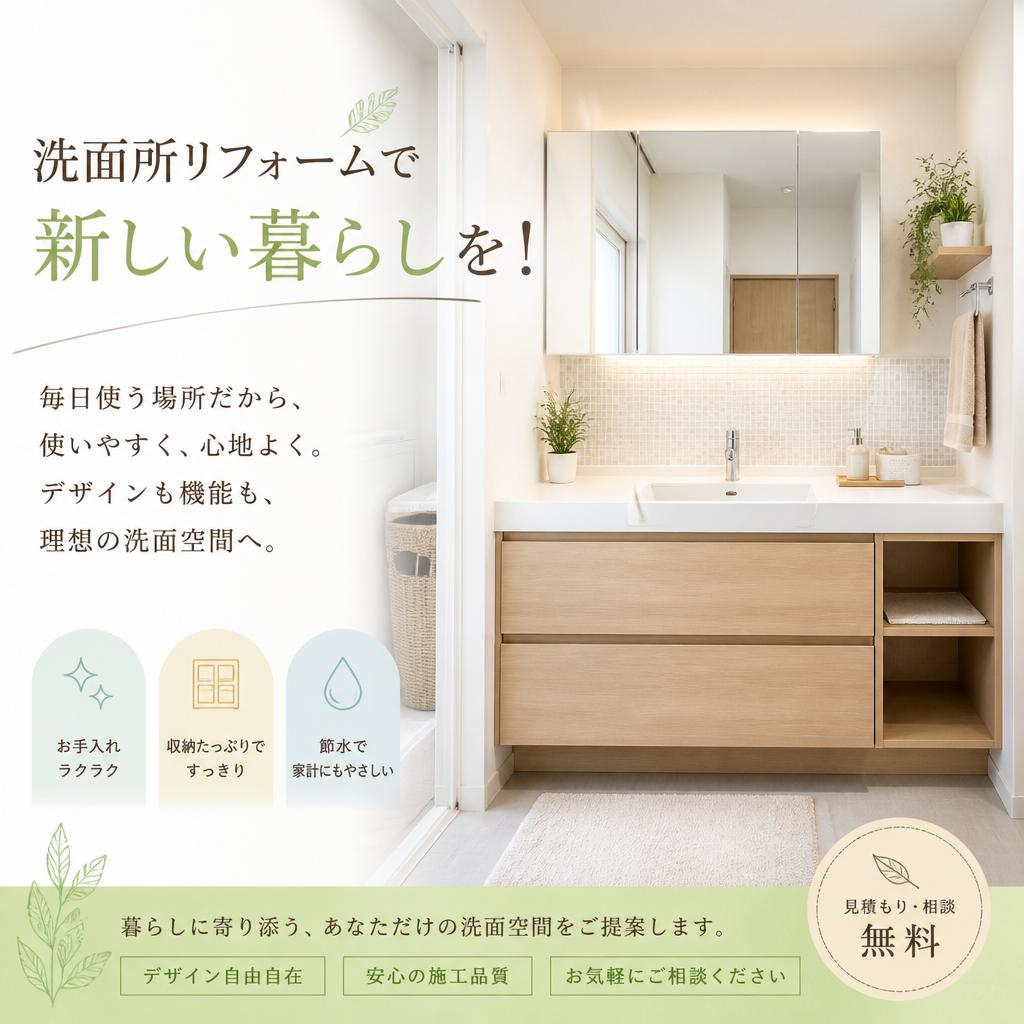 洗面所リフォームで新しい暮らしを！