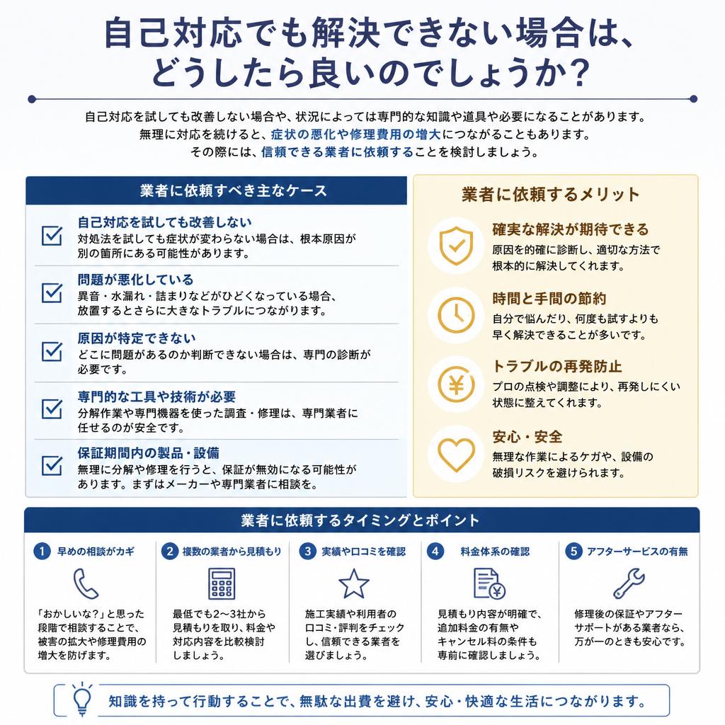 詰まりが解消できない場合の対処法