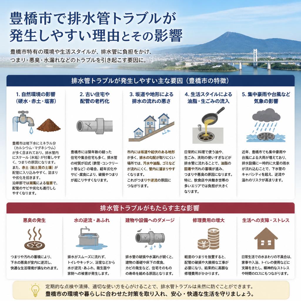 豊橋市の排水管トラブルとその影響