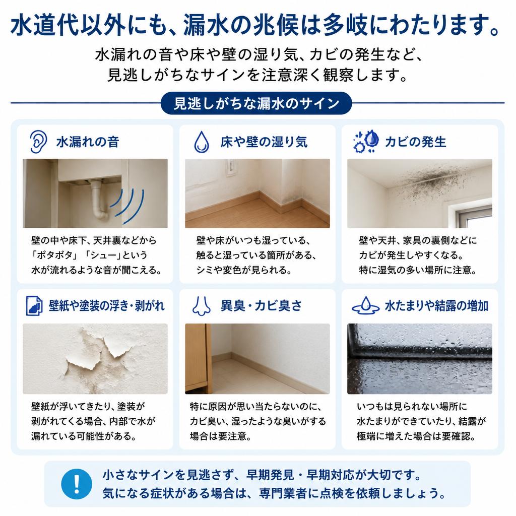 漏水の兆候を示すサイン